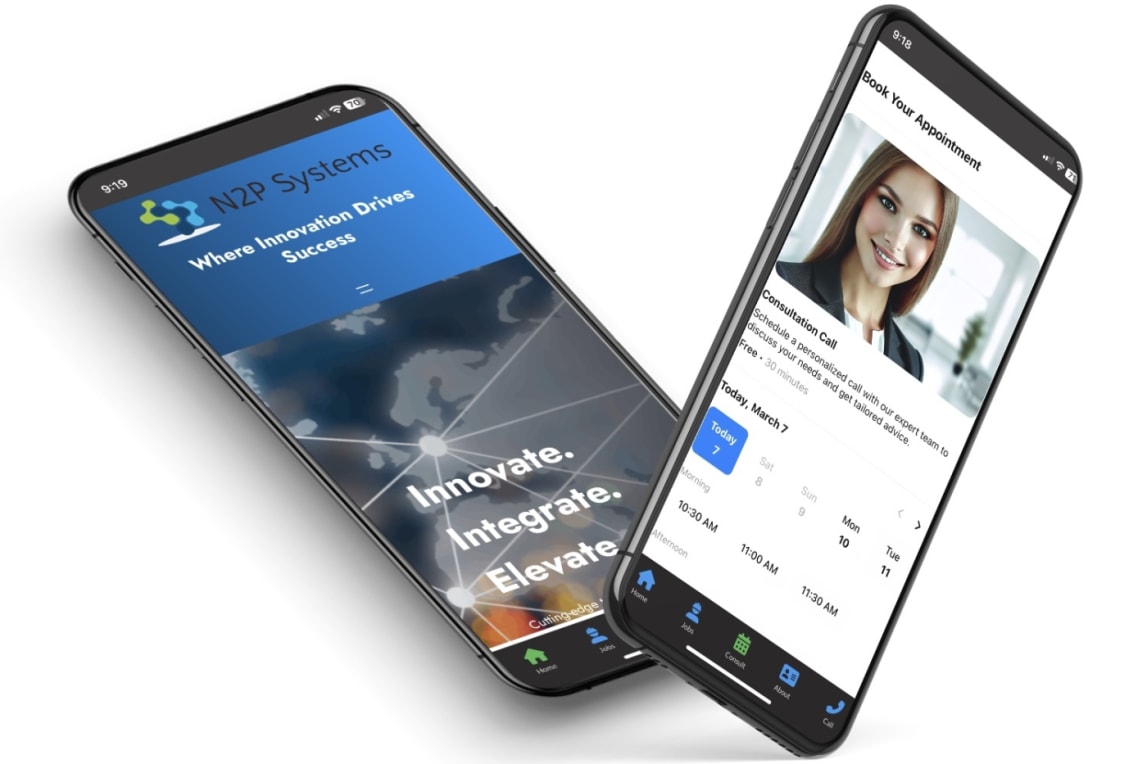 N2P Systems PWA — Dual-UX: job browsing on web, applications in app